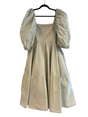 ASOS Mint Green Puff Sleeve Flowy Midi Dress Size 16